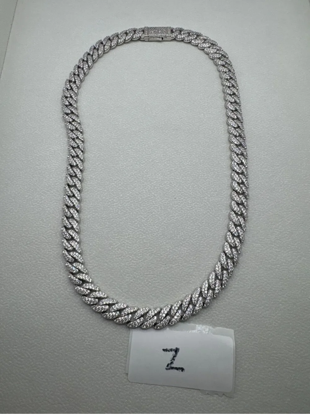 Jaxxon CZ Iced Out Stainless Steel Cuban Link Chain Necklace Silver Size 19in